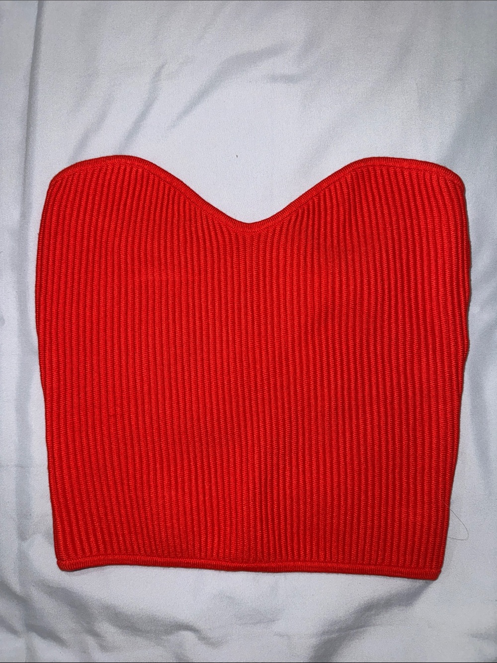 Women's Strapless Ribbed Top - Red - Picture 1 of 3